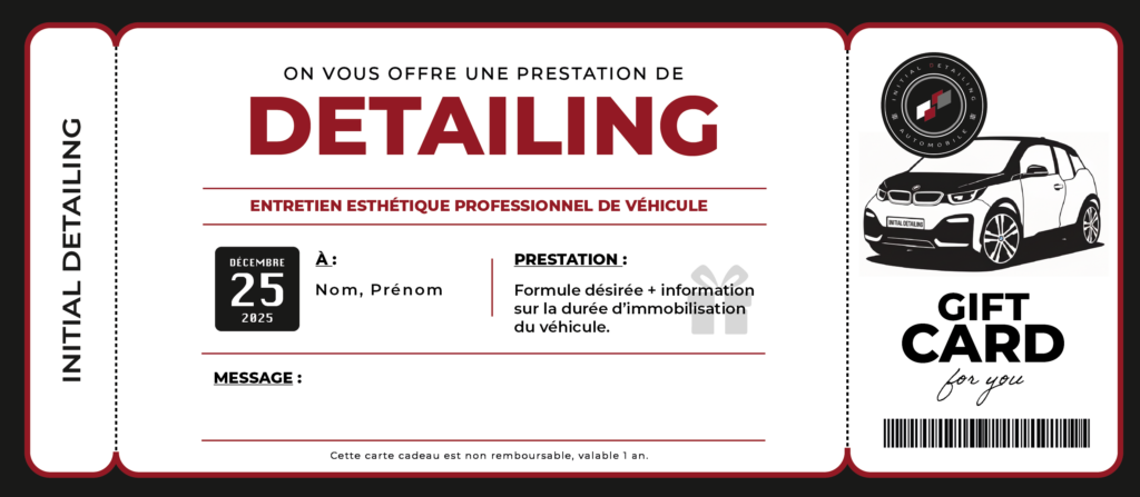 Carte cadeau nettoyage automobile